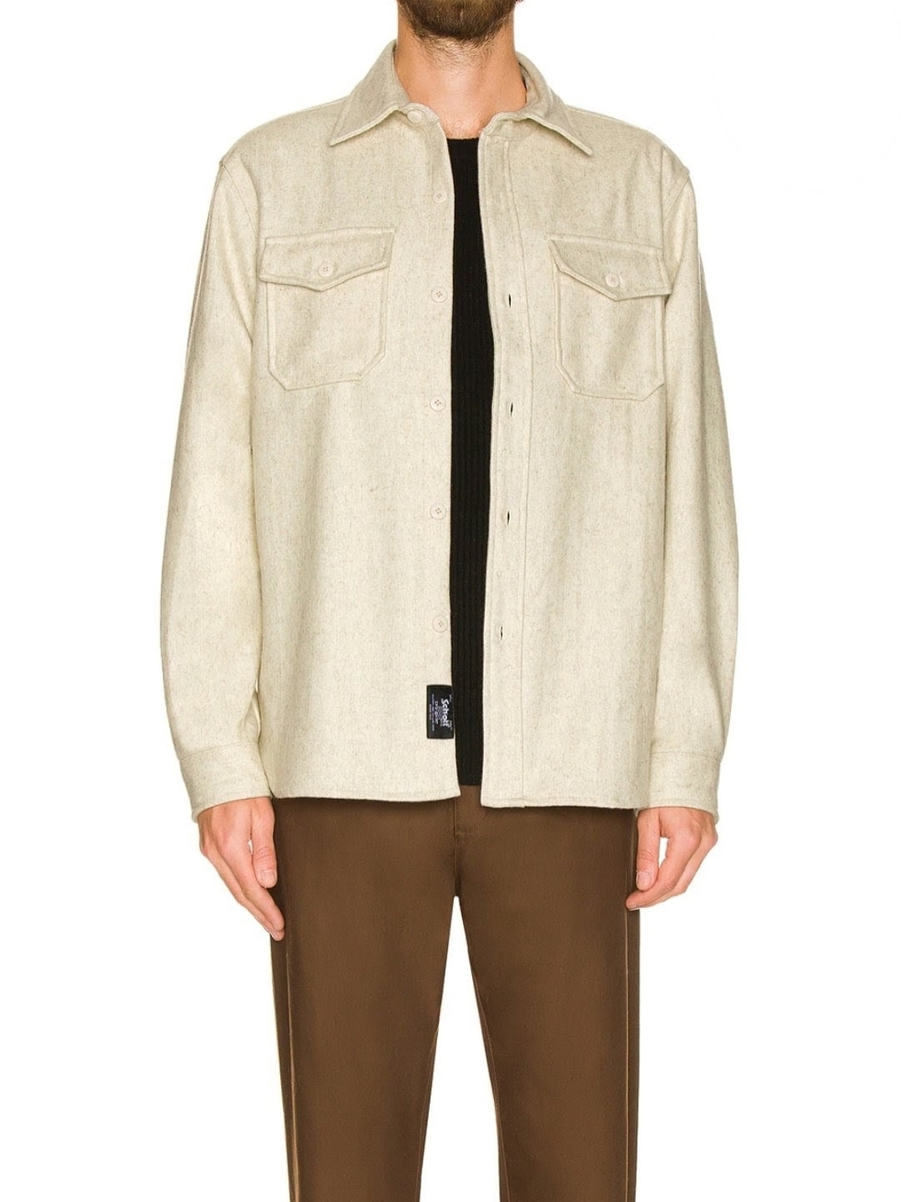 Schott CPO Wool Shirt in Oatmeal - Size Medium